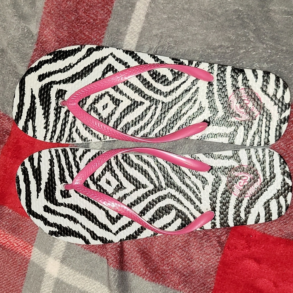 SO Zebra-Print Flip Flops